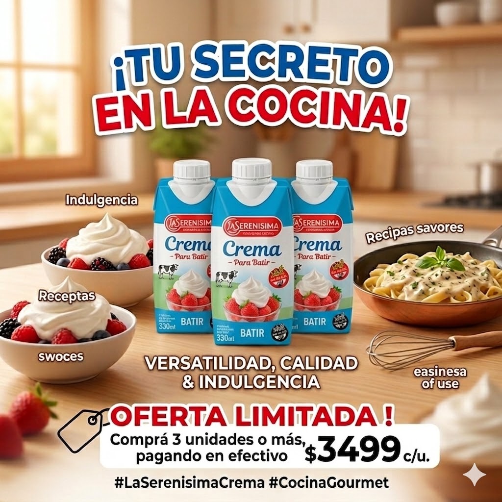 CREMA DE LECHE 2 LA SERENISIMA PAST FUENTE VIT A-E    330 GRS  (COMPRANDO 3